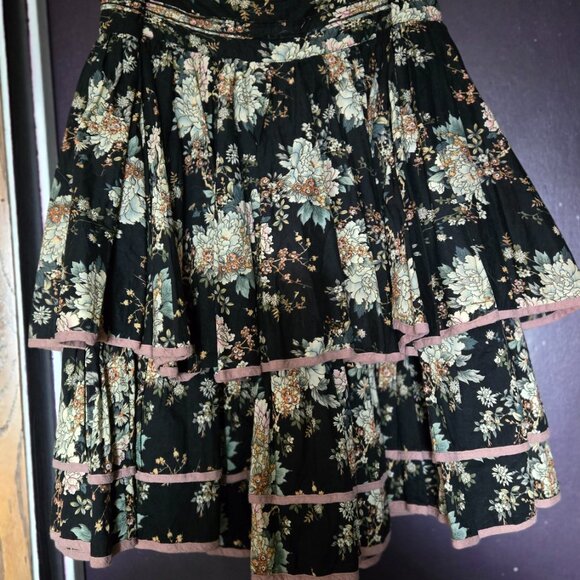 VINTAGE ARTKA HIGH WAISTED DRAWSTRING RUFFLED FULL FLORAL SKIRT S M L - Picture 3 of 16
